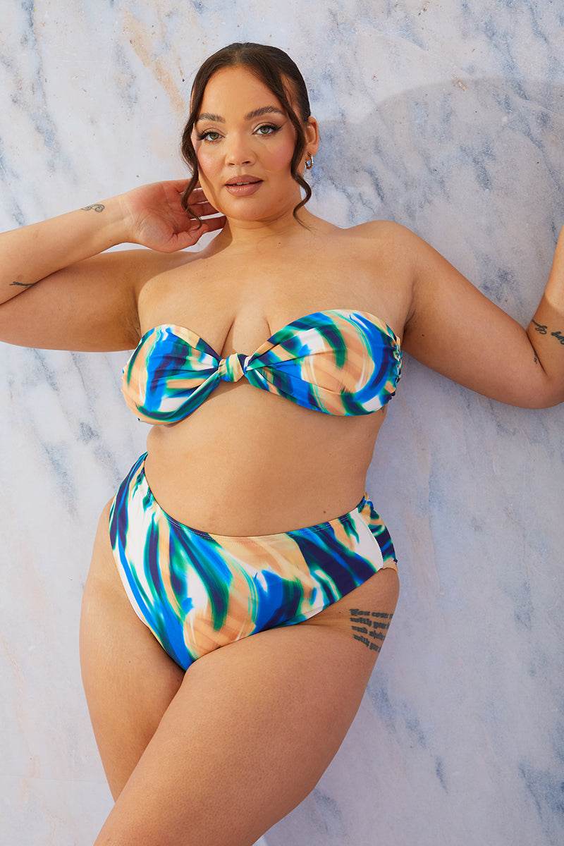Abstract Print Bandeau Bikini Top - Image 5