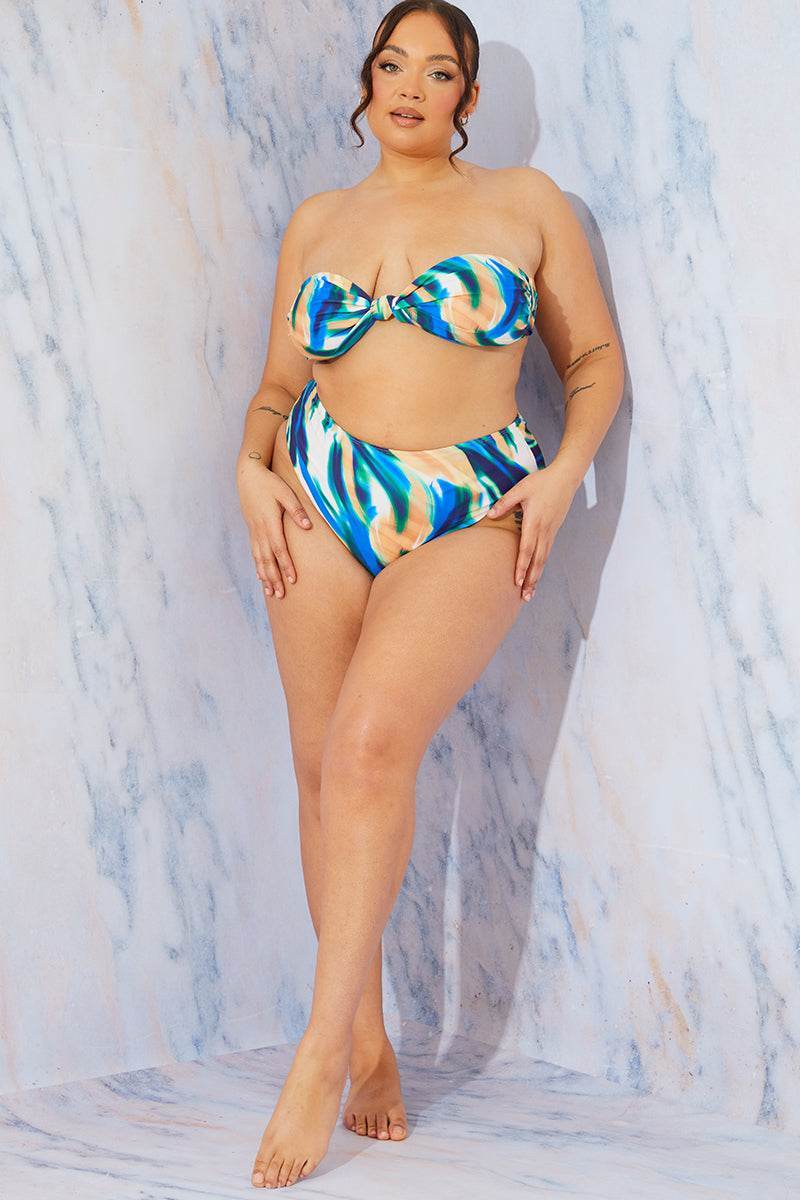 Abstract Print High Waist High Leg Bikini Bottom - Image 6
