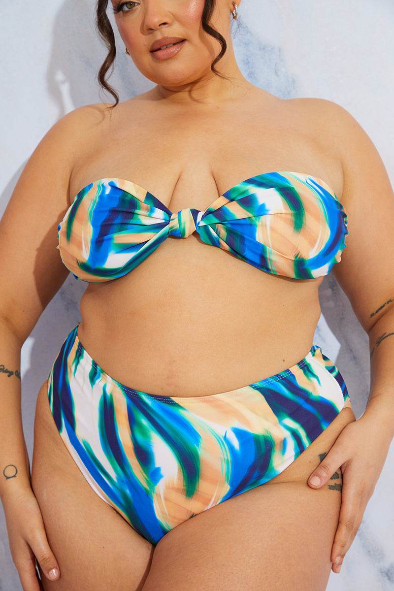 Abstract Print High Waist High Leg Bikini Bottom - Image 7