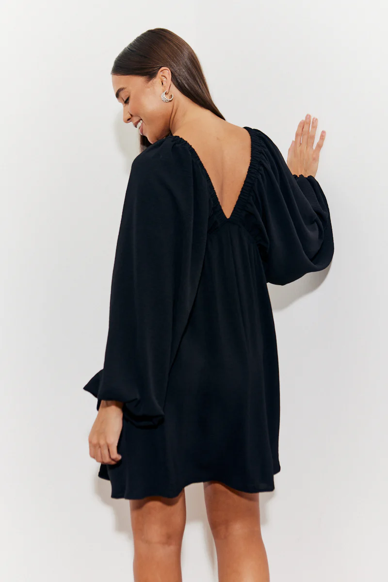 Balloon Sleeve Smock Mini Dress - Image 2