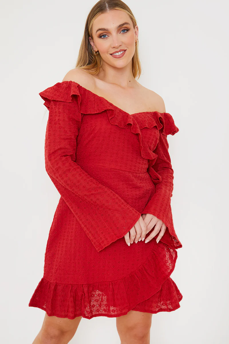 Bardot Broderie Anglaise Mini Dress - Image 3