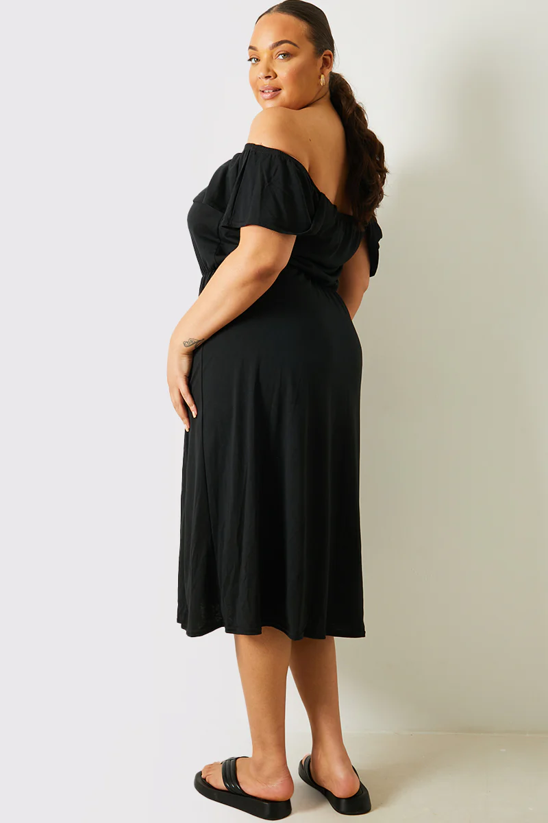 Bardot Split Detail Midi Dress - Image 6