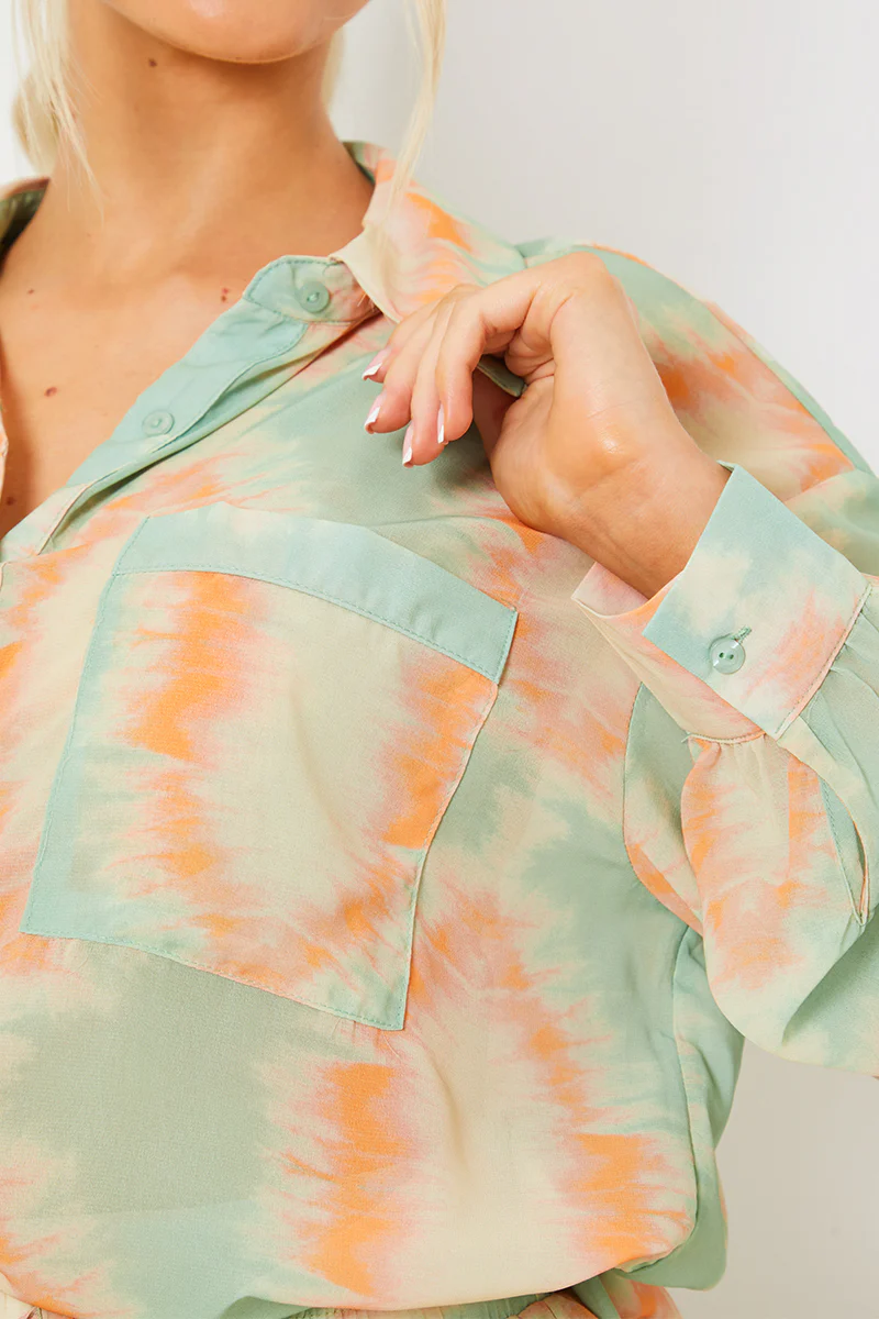 Printed Button Up Beach Co-Ord Shirt - Image 3