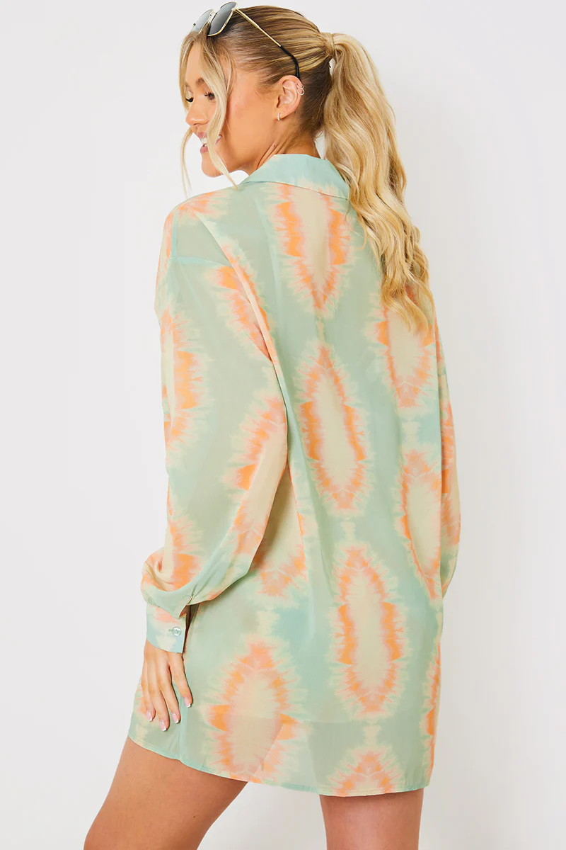 Printed Button Up Beach Co-Ord Shirt - Image 4