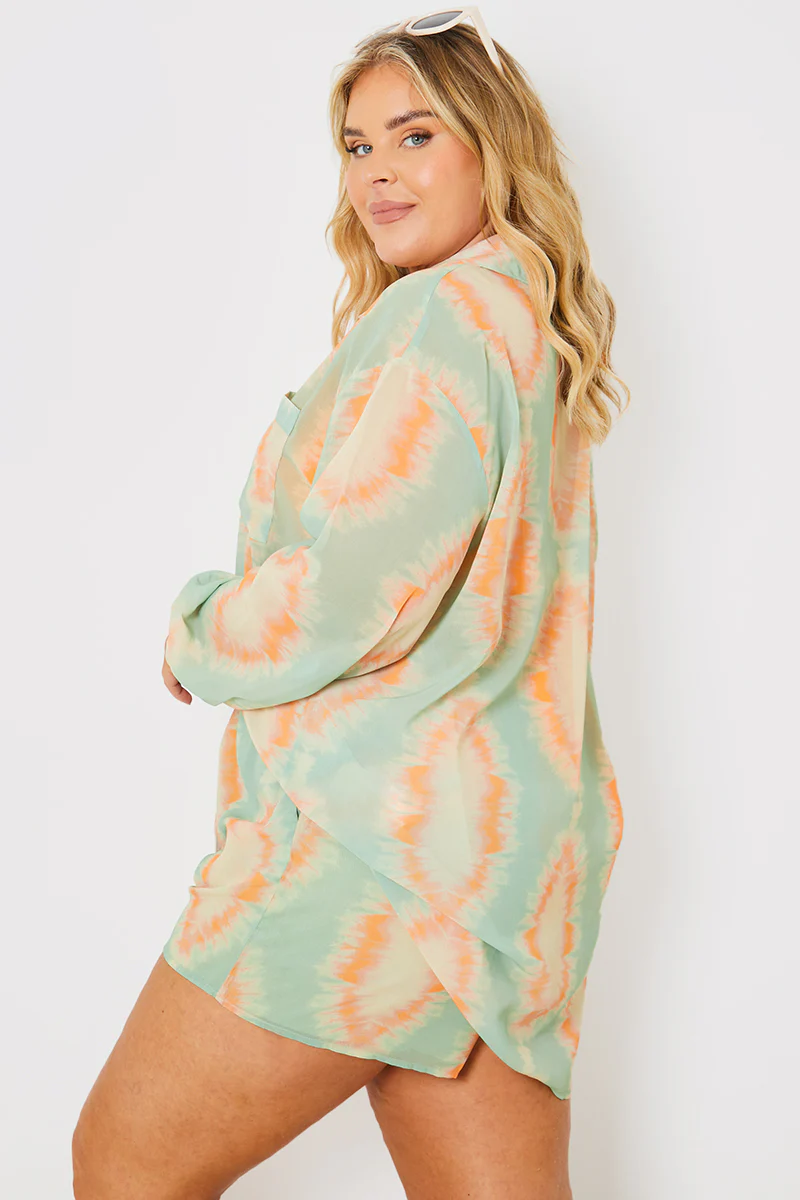 Printed Button Up Beach Co-Ord Shirt - Image 8