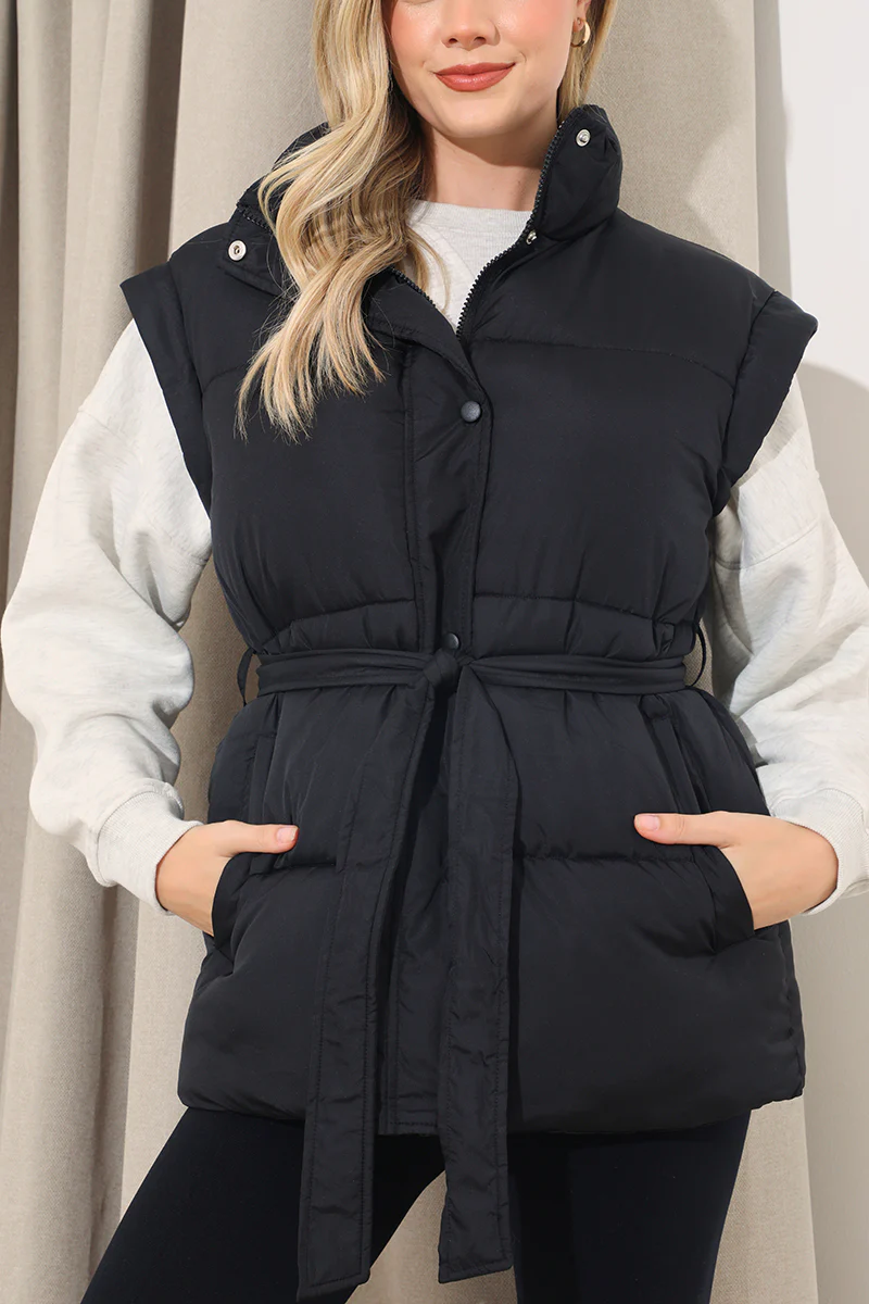 Belted Puffer Gilet - Image 4