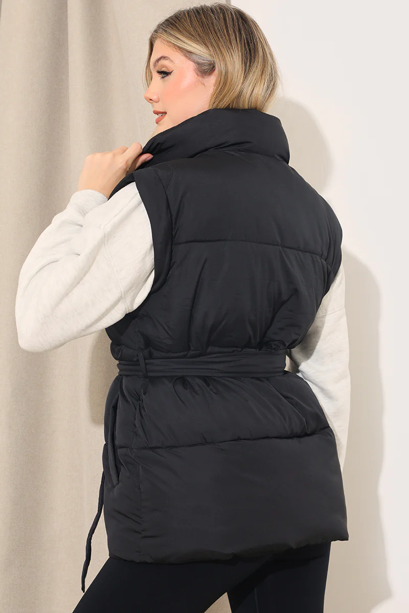 Belted Puffer Gilet - Image 5