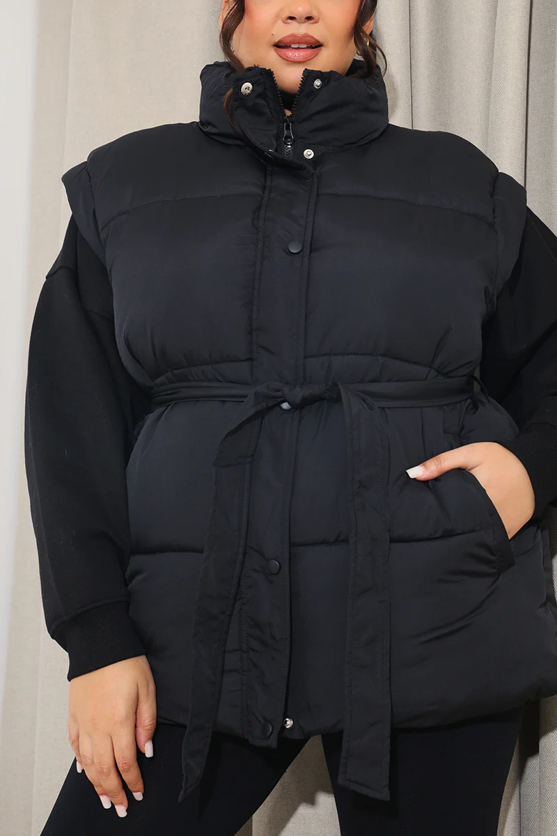 Belted Puffer Gilet - Image 7