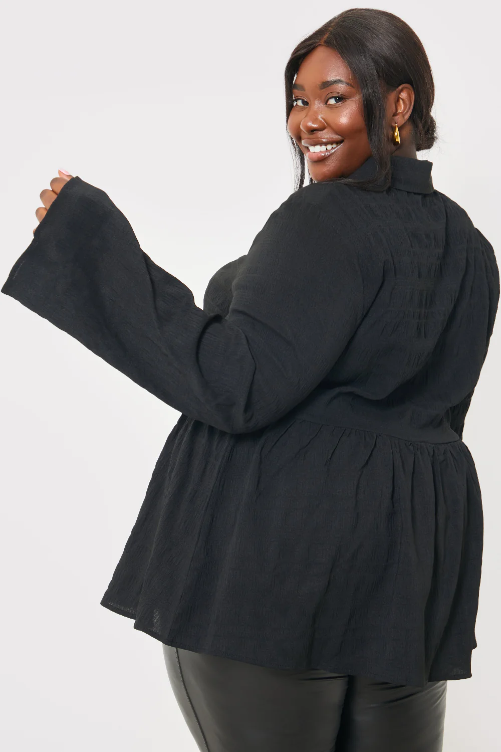 Blouson Sleeve Button Front Blouse - Image 10