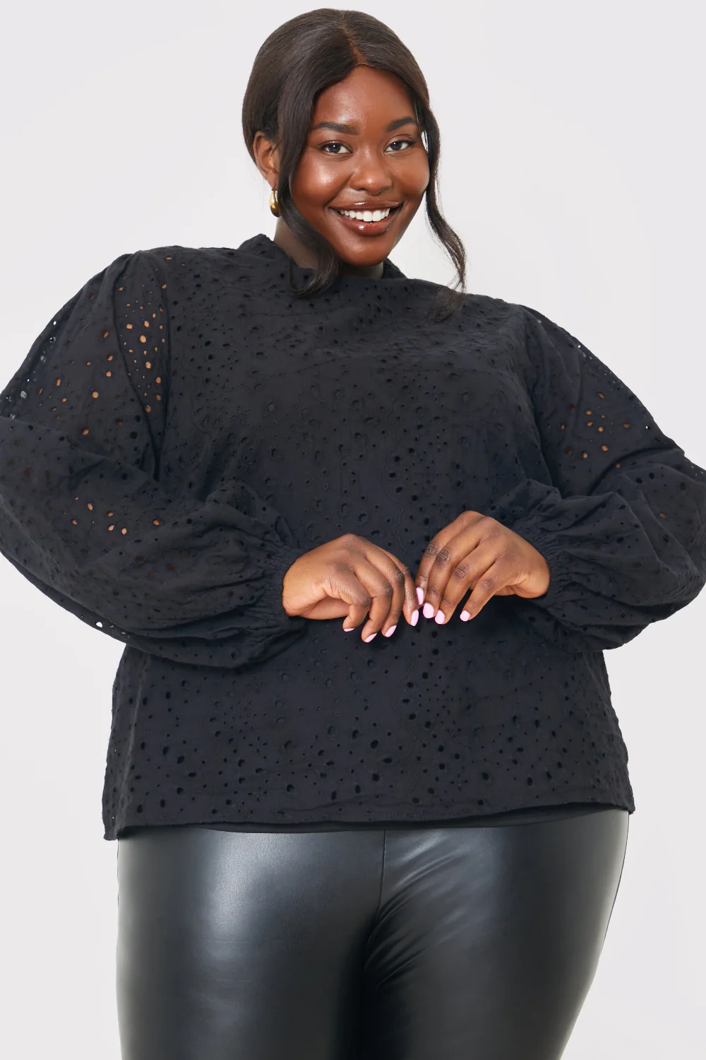 Broderie High Neck Blouse - Image 8