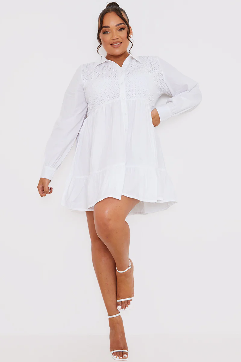 Broderie Tiered Shirt Dress - Image 13