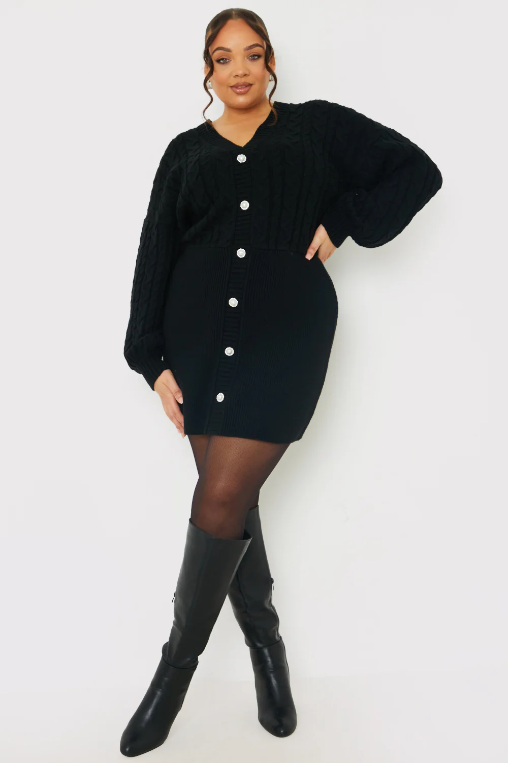 Button Up Knit Mini Dress - Image 6