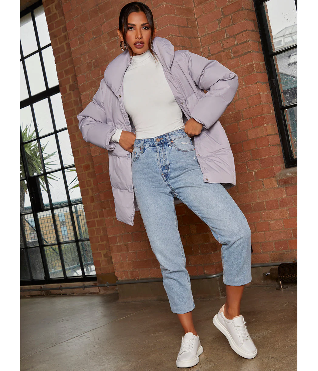 Chi Chi London Padded Puffer Coat in Grey - Image 4