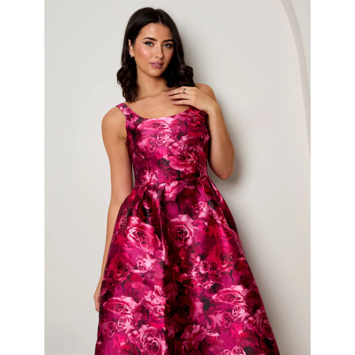 Chi Chi London Sleeveless Floral Fit and Flare Midi Dress in Purple - Image 2