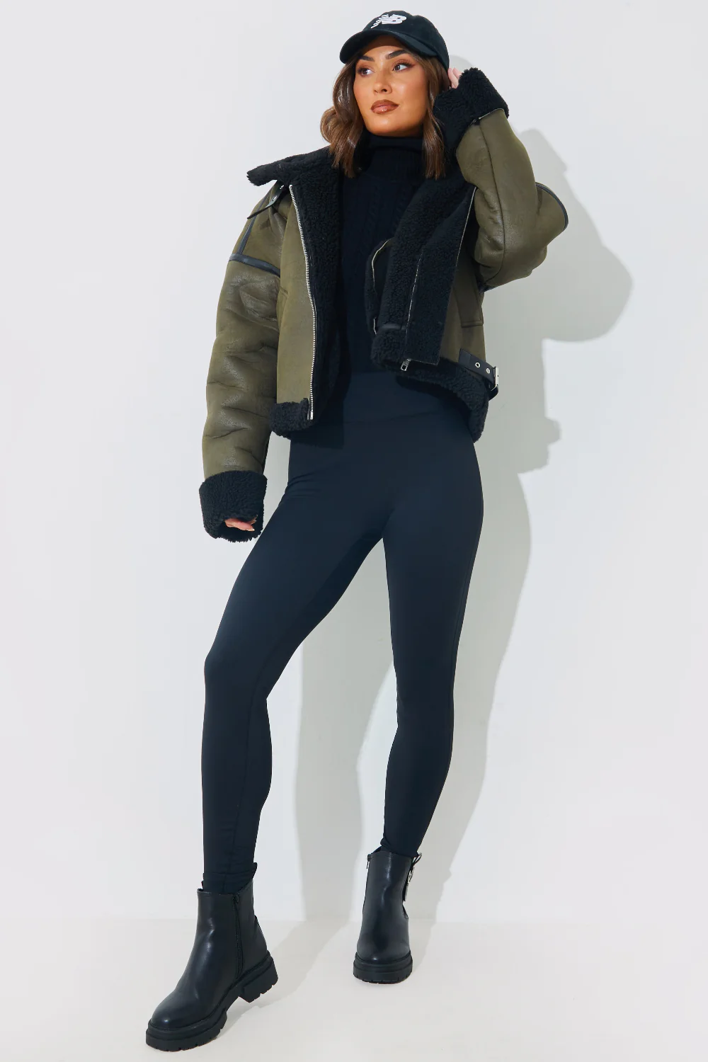 Contrast Borg Aviator Jacket - Image 2