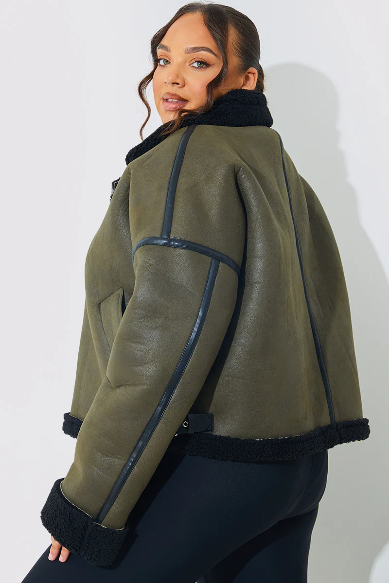 Contrast Borg Aviator Jacket - Image 8