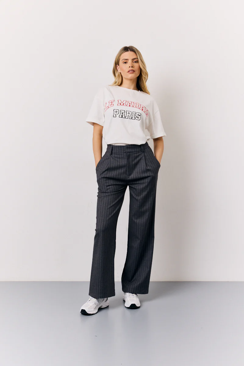 White Embroidered Paris Slogan T-Shirt - Image 2