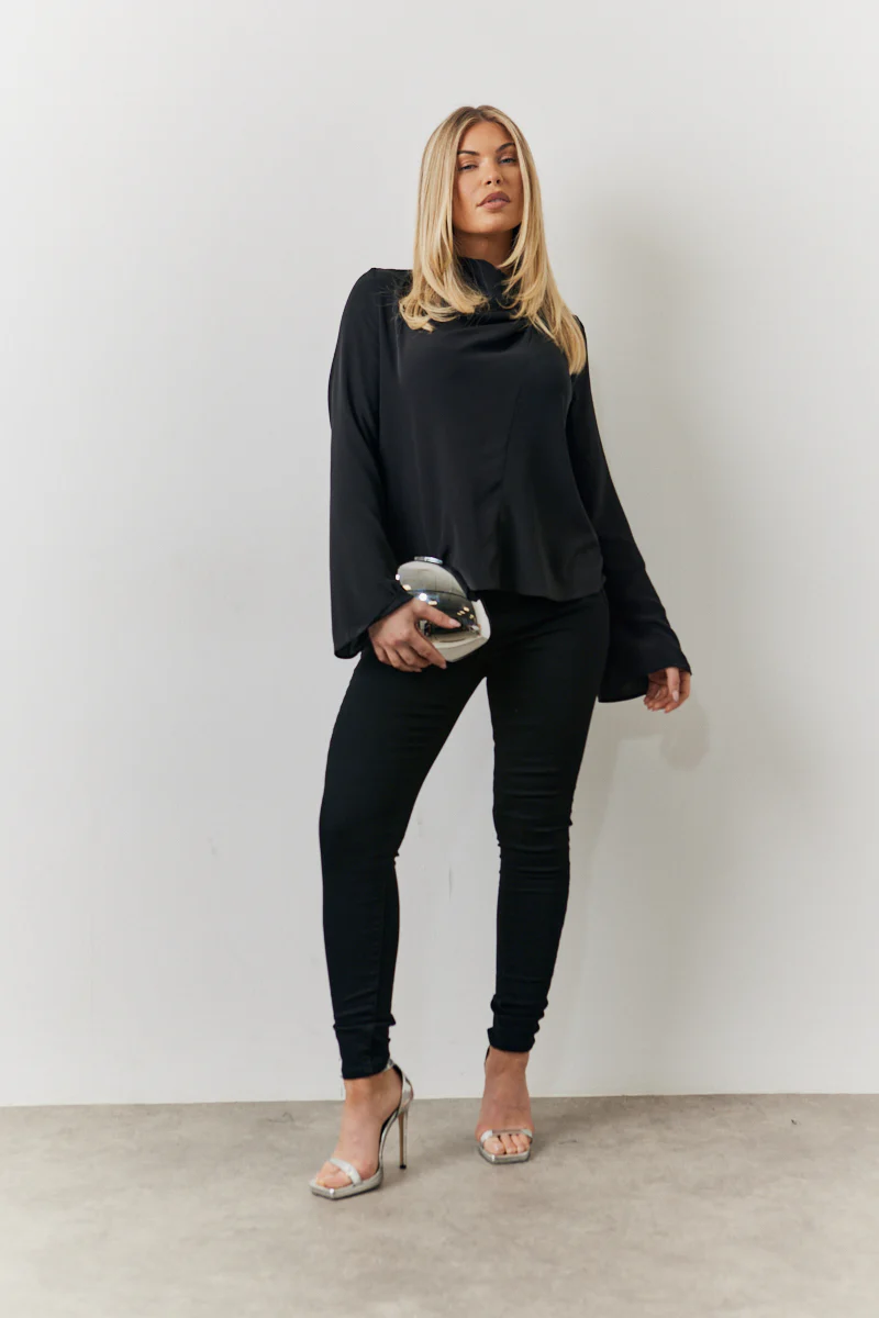 Cowl Neck Draped Blouse - Image 2