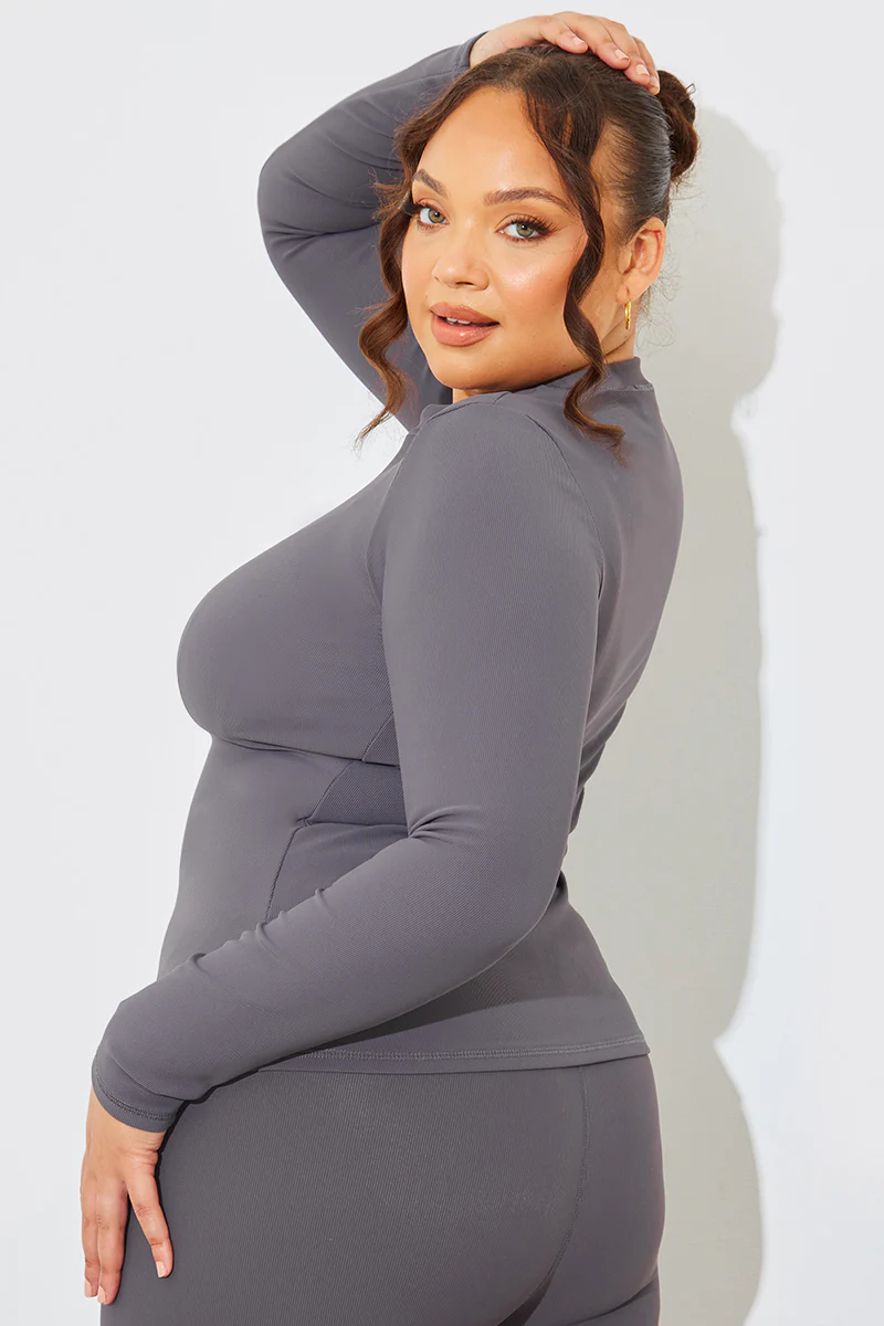 Crew Neck Long Sleeve Rib Top - Image 10