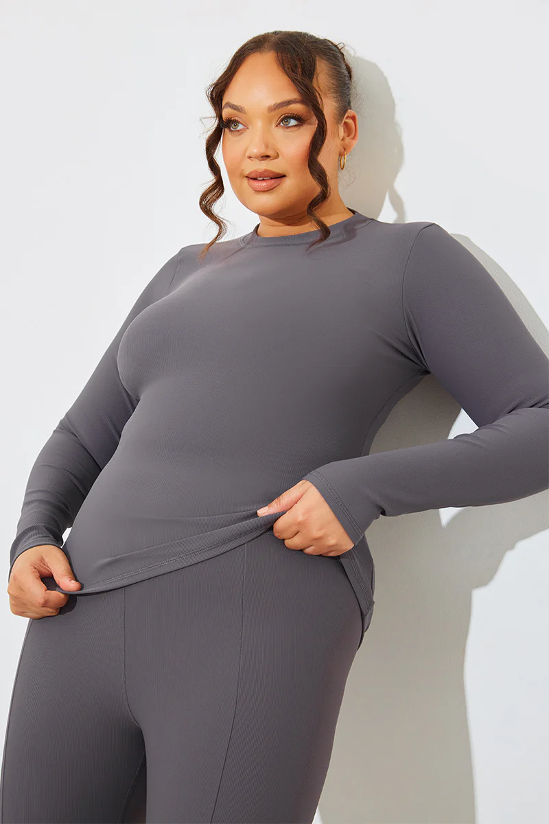 Crew Neck Long Sleeve Rib Top - Image 7
