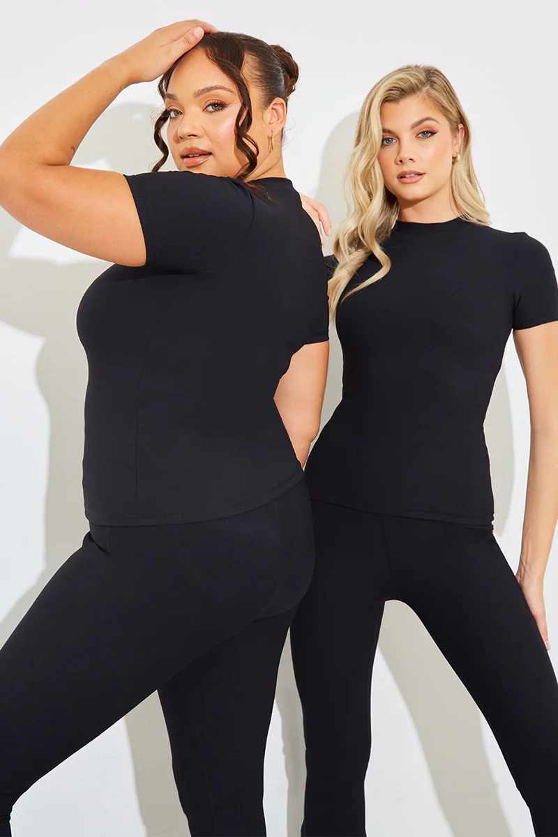 Crew Neck Short Sleeve Rib Top - Image 12