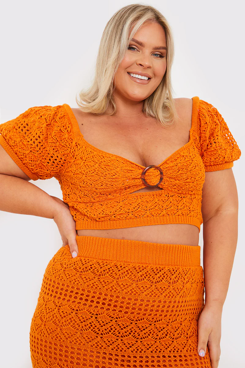 Crochet Puff Sleeve Crop Top - Image 15