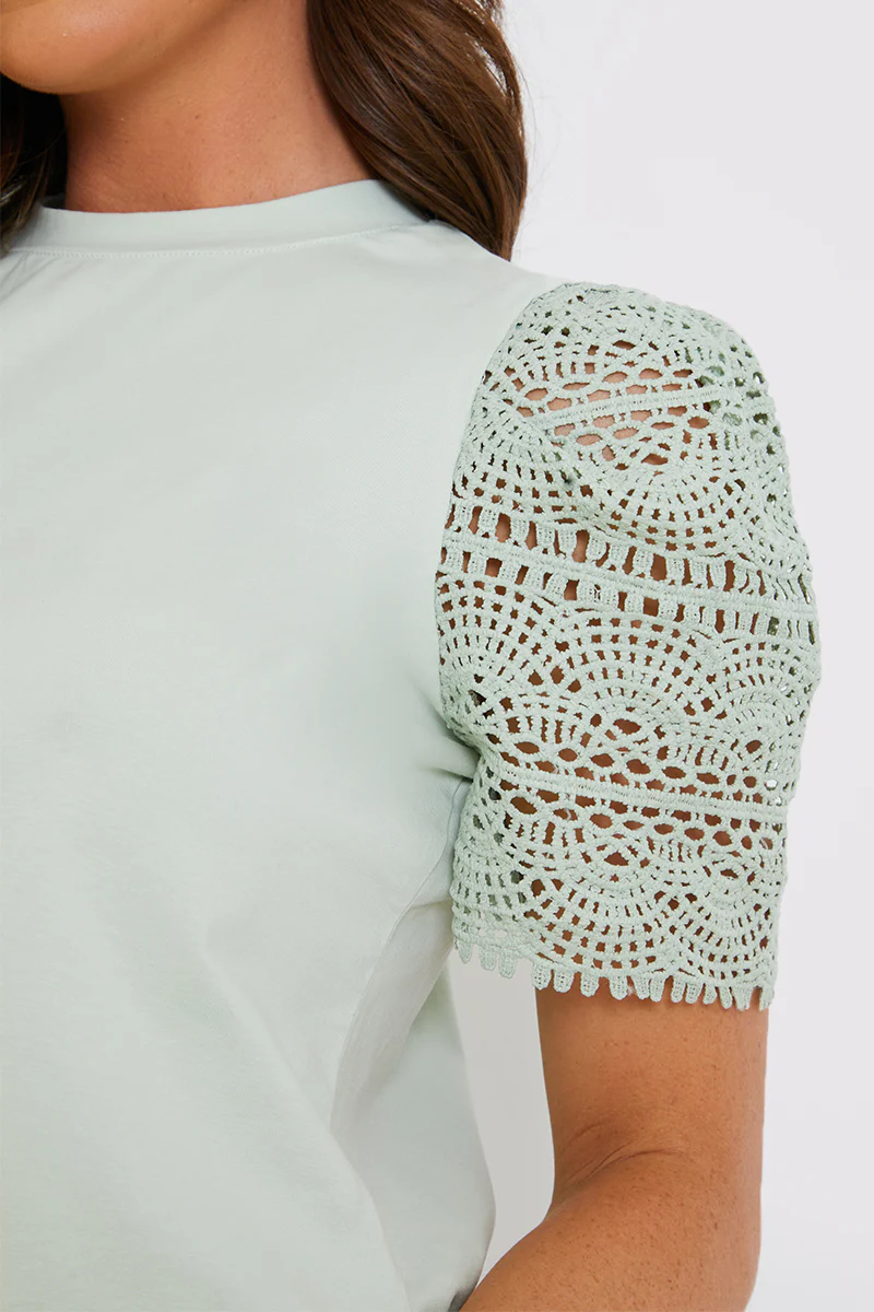 Crochet Sleeve T-Shirt - Image 5
