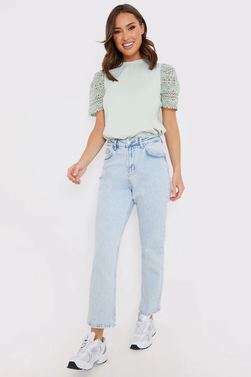 Crochet Sleeve T-Shirt - Image 7