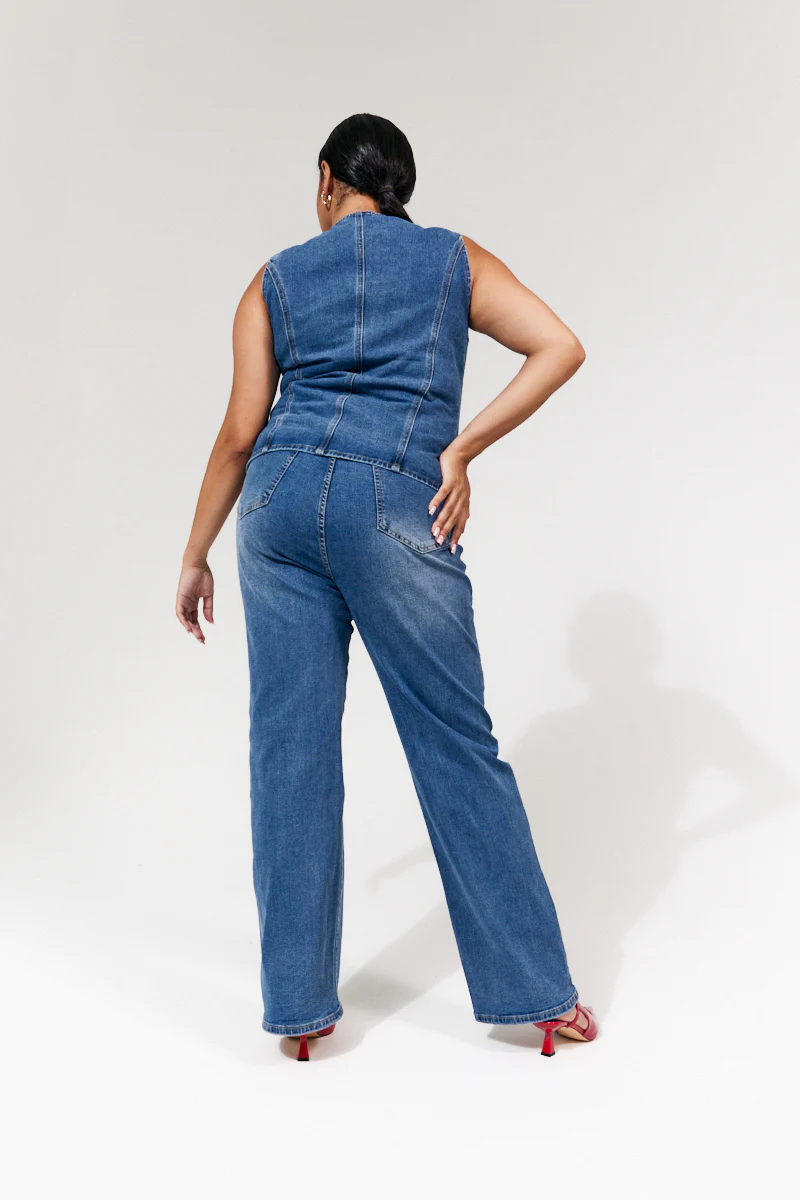 Denim Crew Neck Waistcoat - Image 9