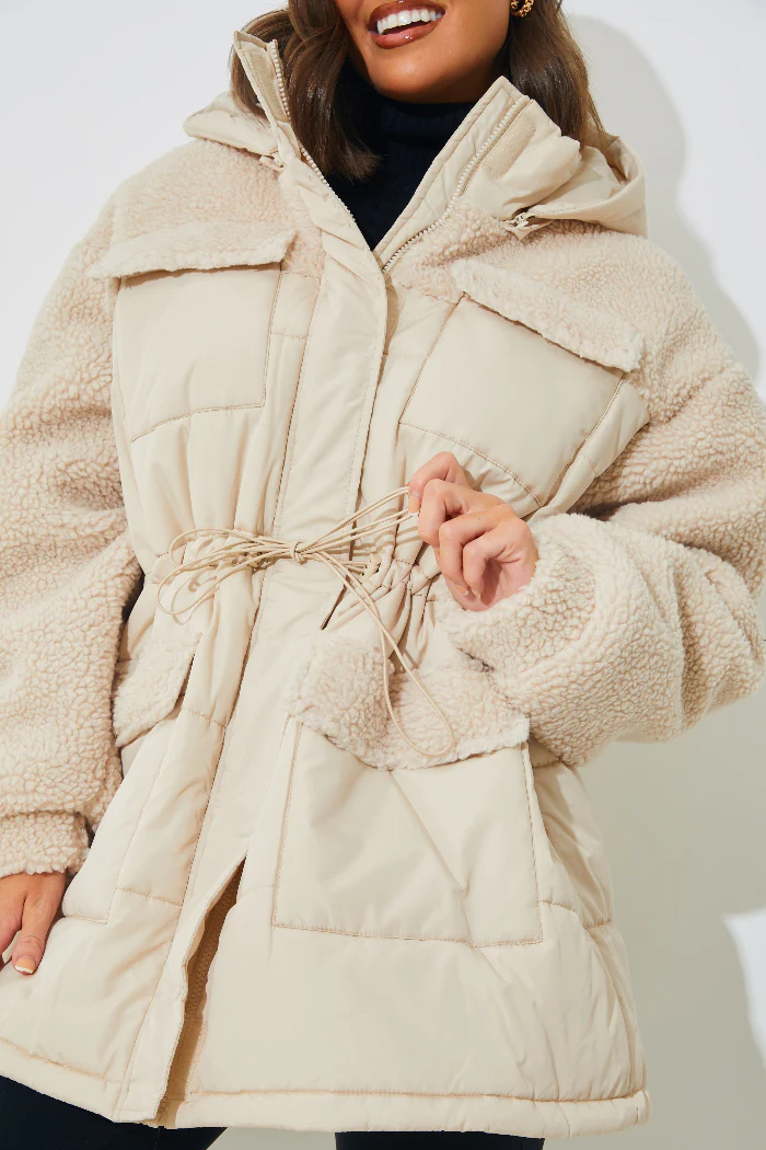 Detachable Hood Borg Puffer Coat - Image 3