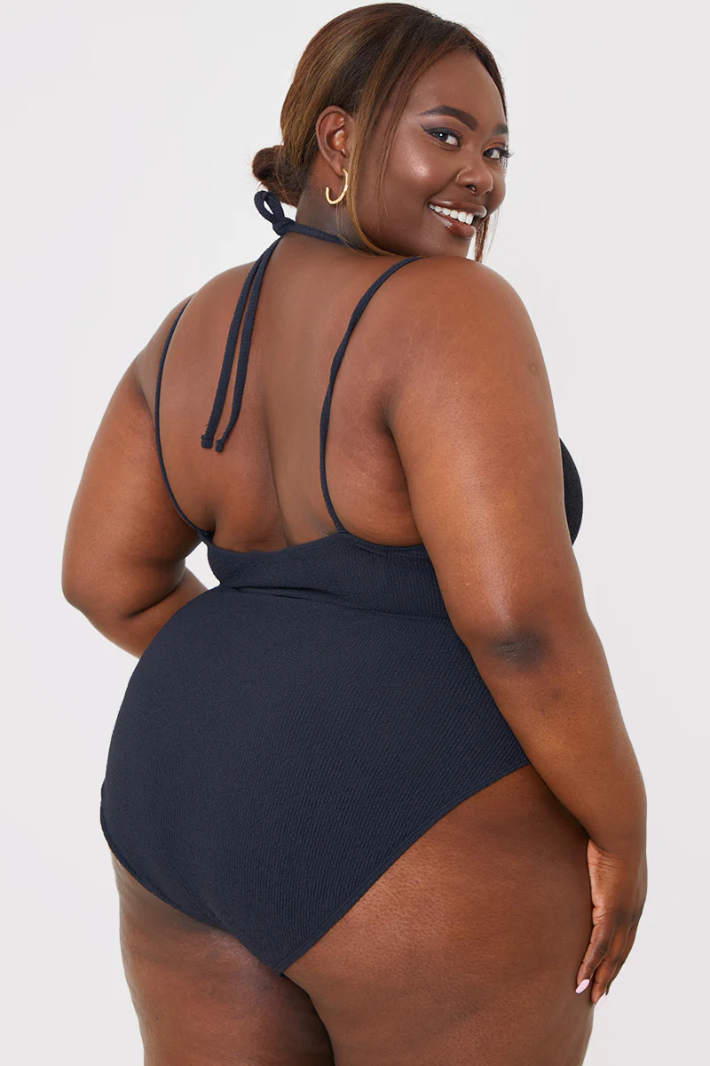 Double Strap Ring Detail Control Crinkle Swimsuit - Image 9