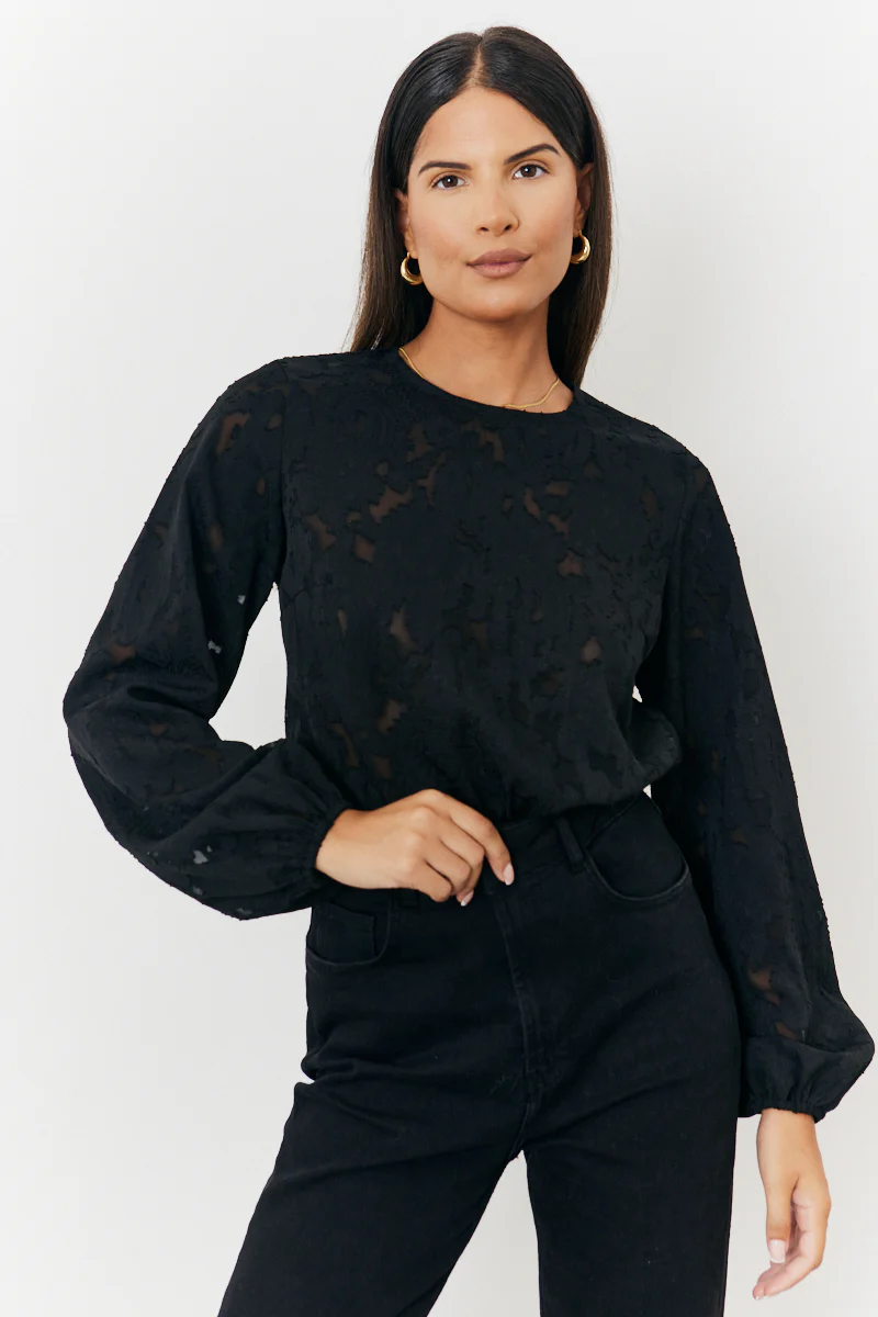 Jacquard Balloon Sleeve Bodysuit