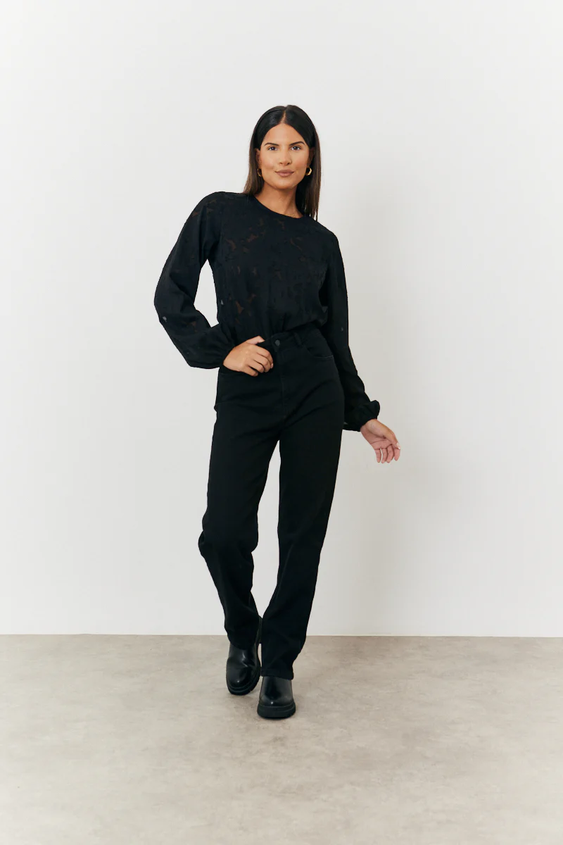 Jacquard Balloon Sleeve Bodysuit - Image 2