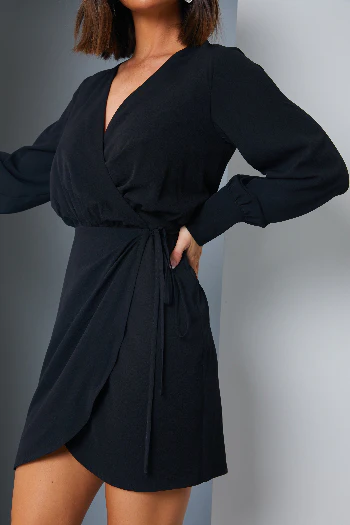 Draped Wrap Mini Dress - Image 3