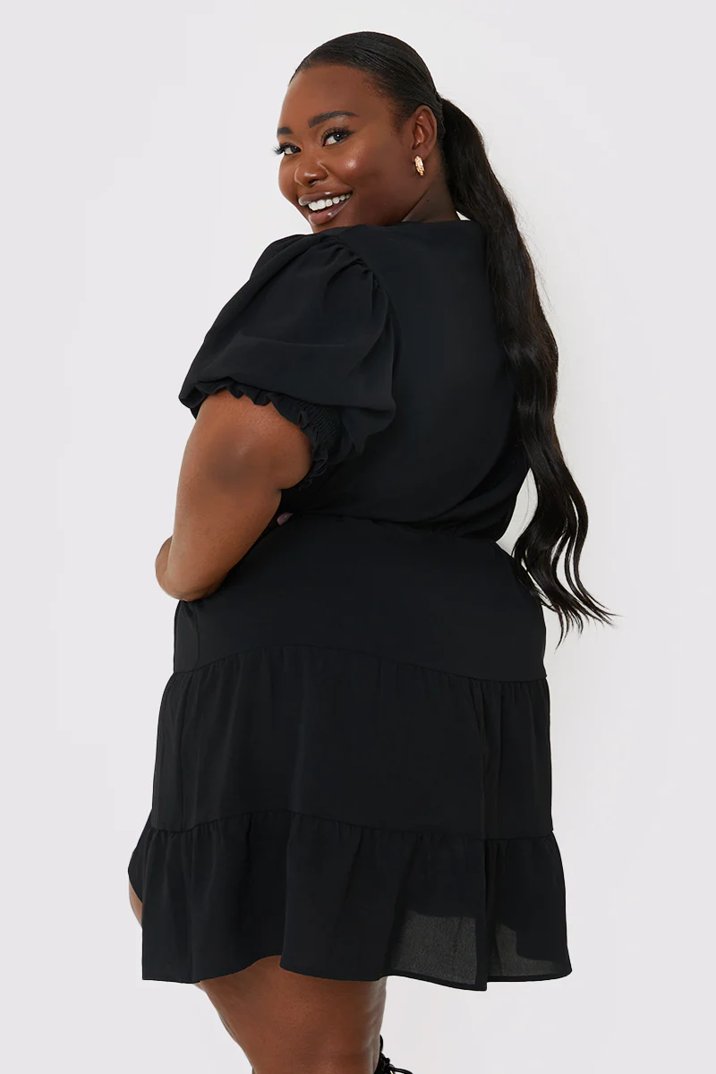 Drawstring Waist Balloon Sleeve Mini Dress - Image 15