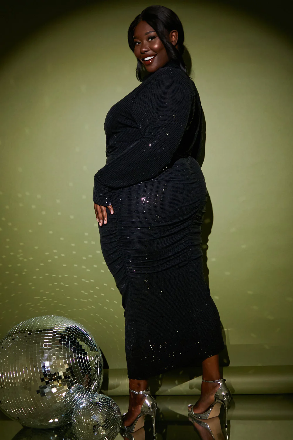 Disco Sequin Ruched Midaxi Dress - Image 6