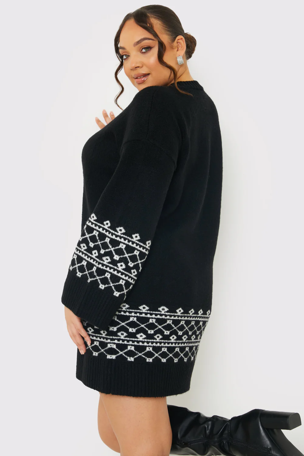 Fairisle Sleeve Detail Knit Mini Dress - Image 10