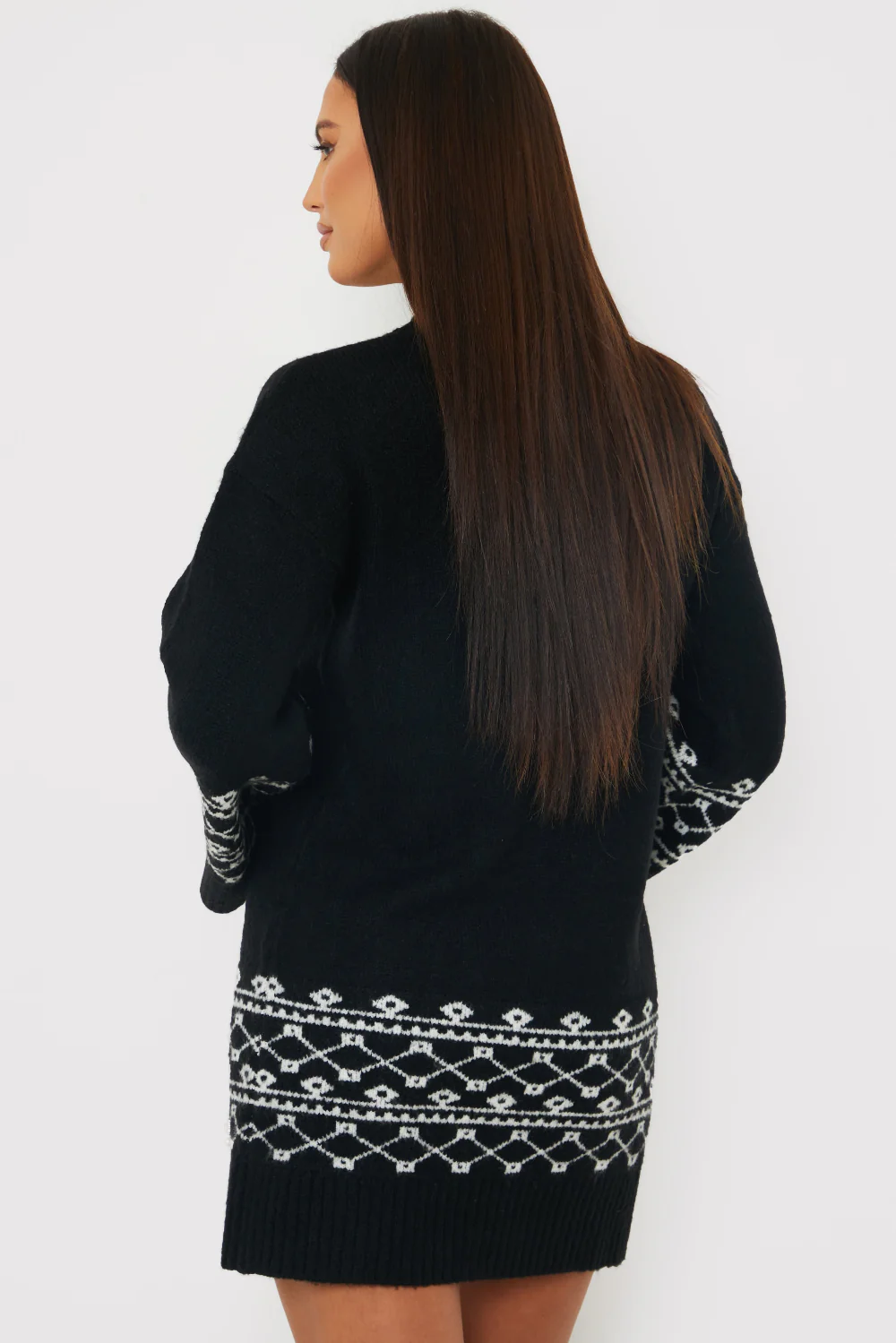 Fairisle Sleeve Detail Knit Mini Dress - Image 4