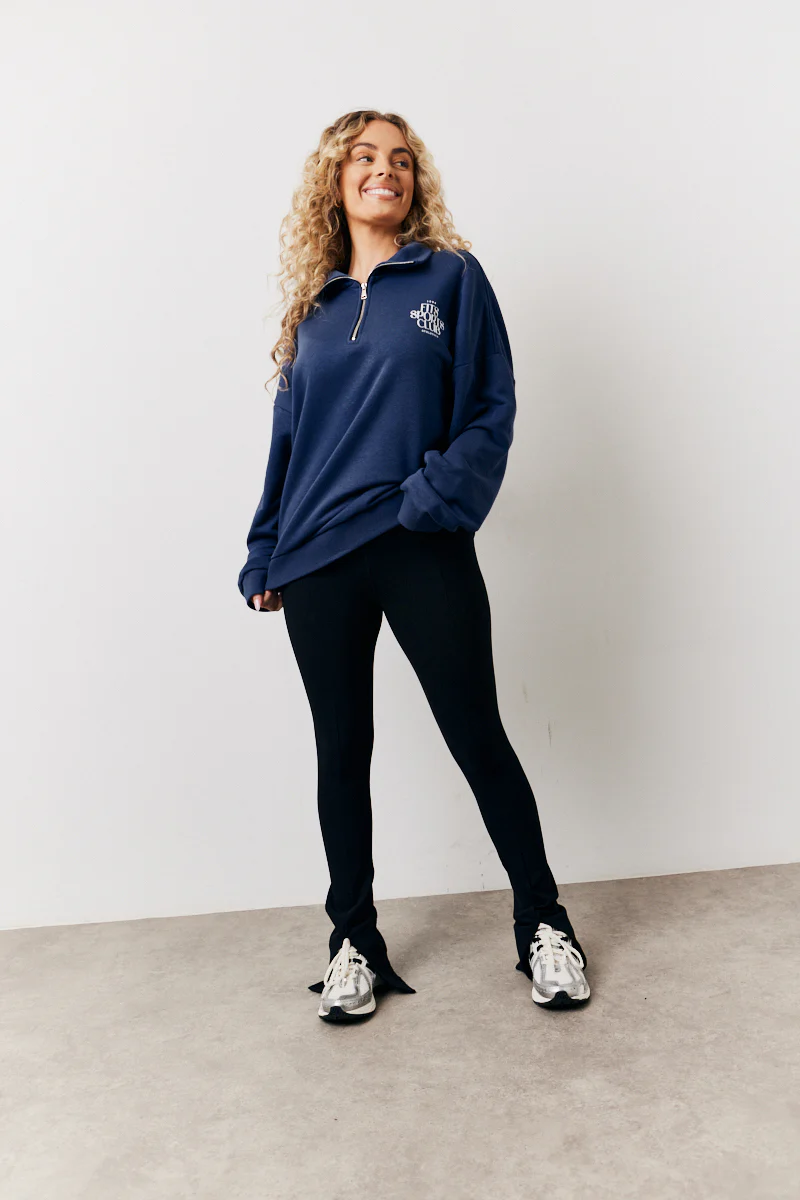 Navy Fits Sports Club Graphic Oversized Half Zip Co-Ord Sweatshirt - Image 3