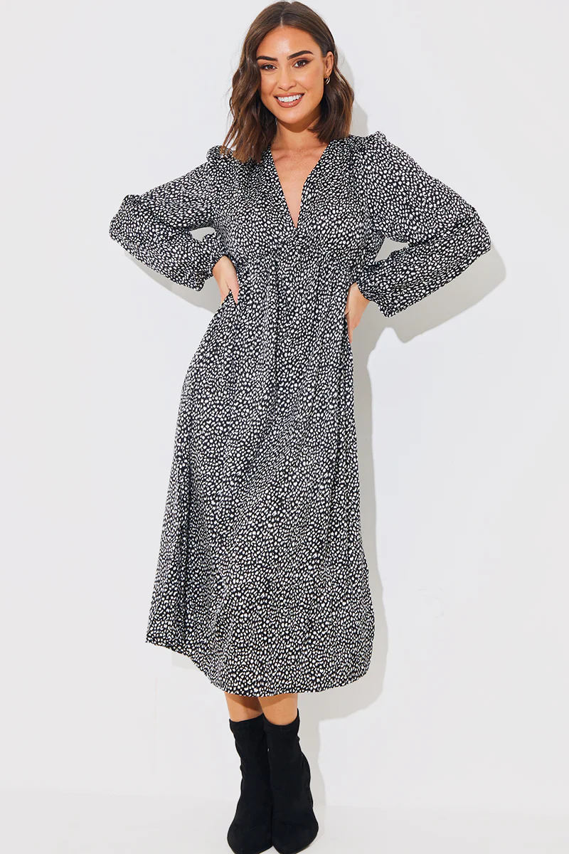Animal Print Smock Midi Dress - Image 4