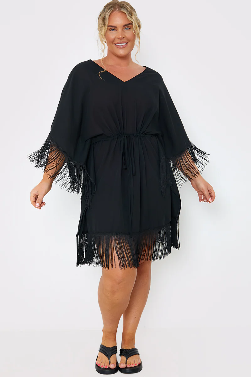 Fringe Tie Waist Beach Dress - Image 2