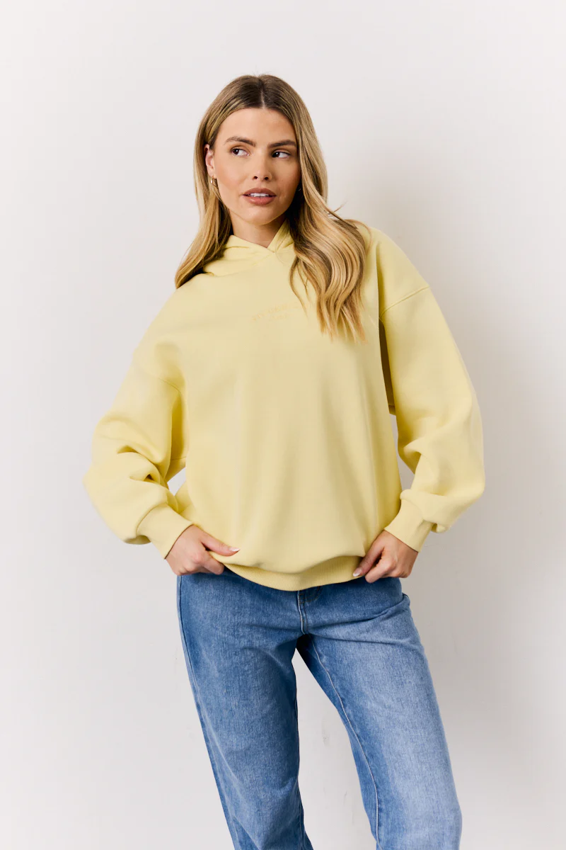 Yellow Graphic Oversized Hoodie
