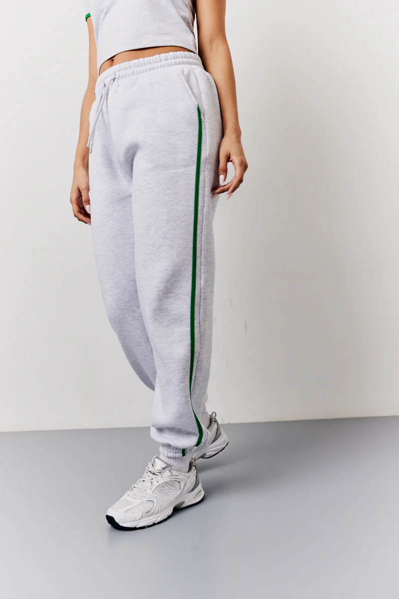 Grey Marl Fits Side Stripe Cuffed Co-Ord Jogger - Image 2