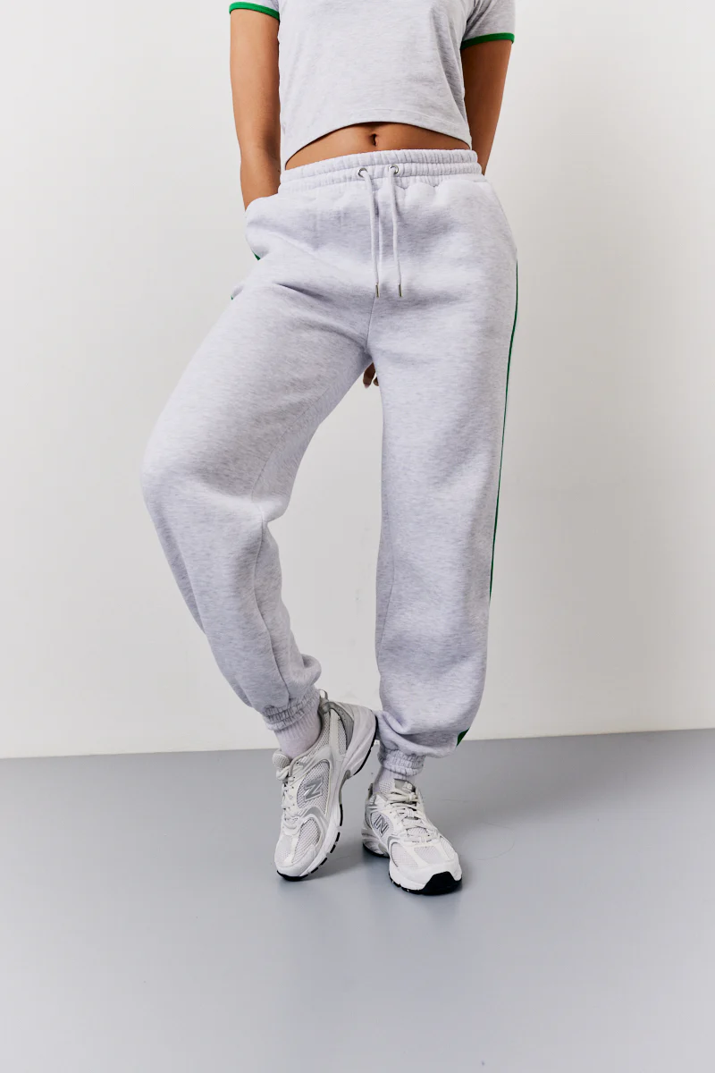 Grey Marl Fits Side Stripe Cuffed Co-Ord Jogger - Image 3