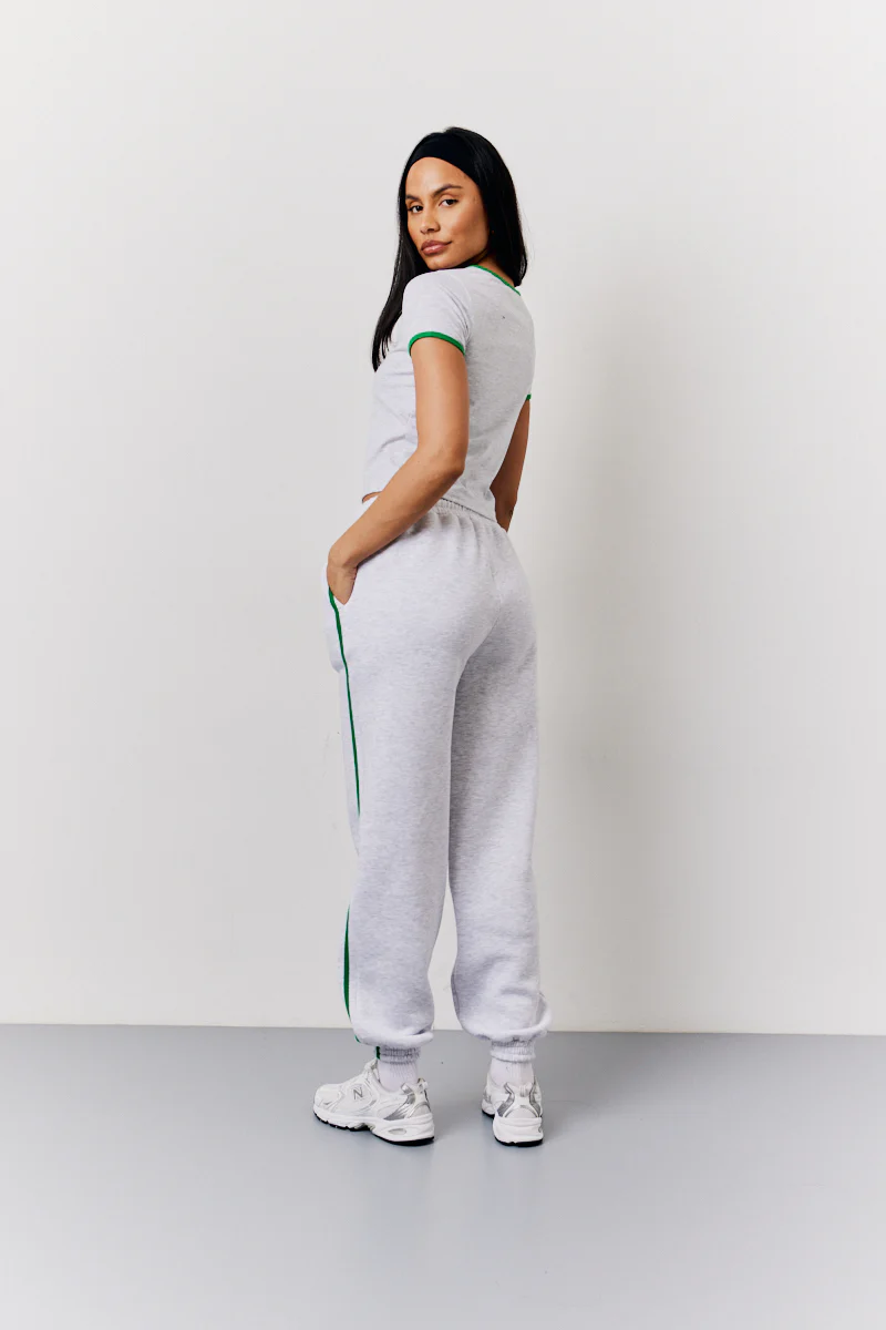 Grey Marl Fits Side Stripe Cuffed Co-Ord Jogger - Image 4