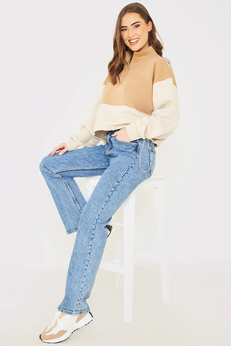 Half Zip Colour Block Toggle Sweat - Image 2
