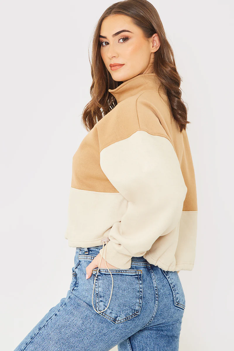 Half Zip Colour Block Toggle Sweat - Image 4