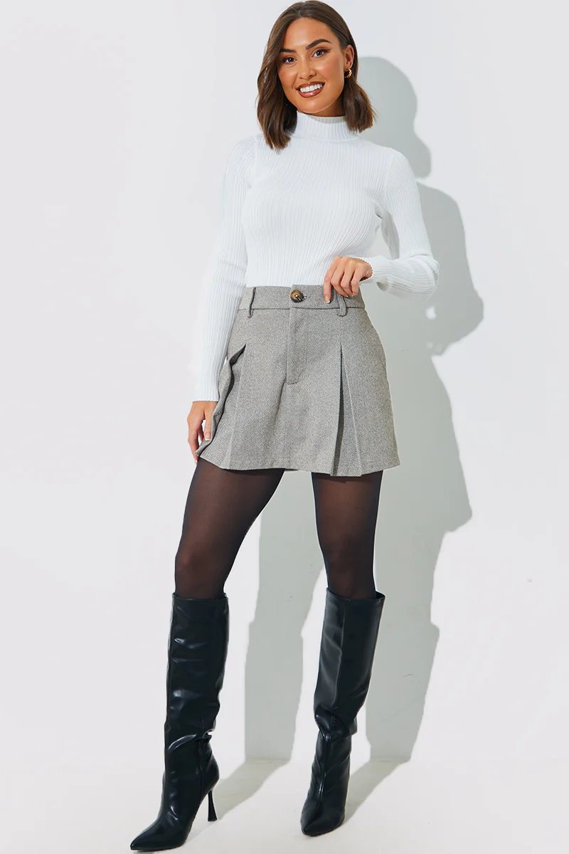 Herringbone Check Pleated Skort - Image 2