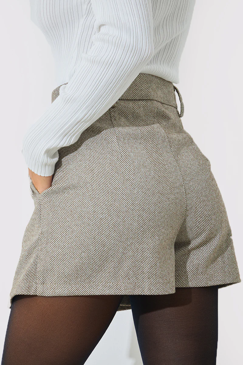 Herringbone Check Pleated Skort - Image 3