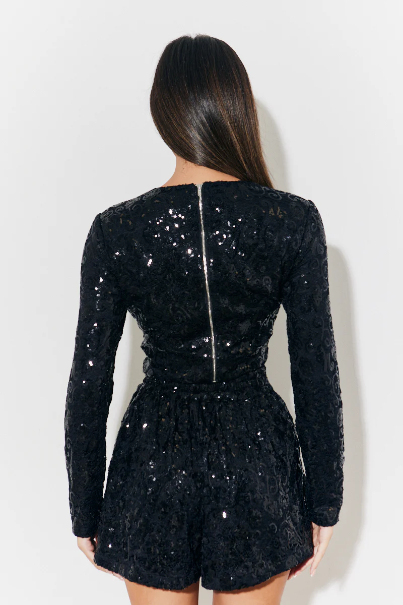 Sequin Lace Curve Hem Top - Image 4